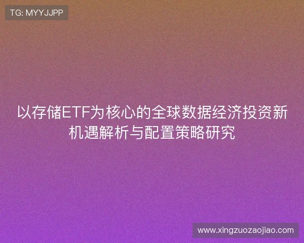 以存储ETF为核心的全球数据经济投资新机遇解析与配置策略研究